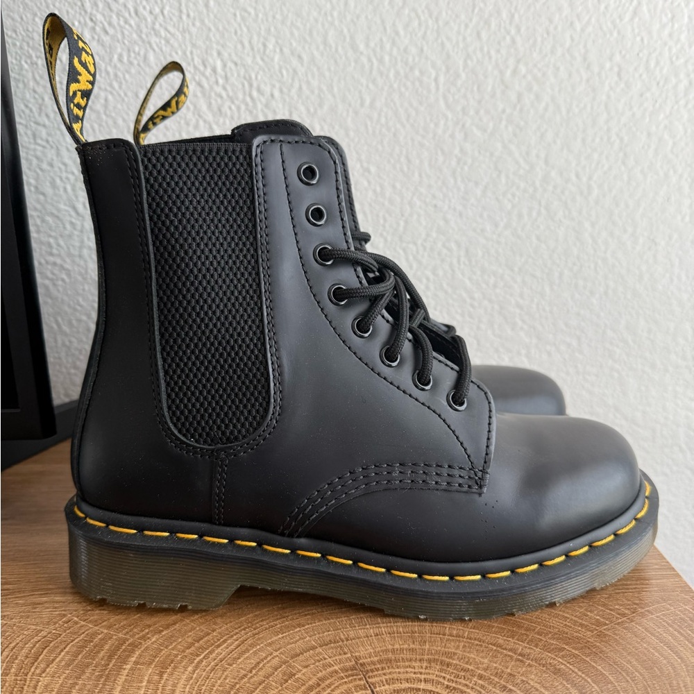 Black Leather Lace-Up Boots